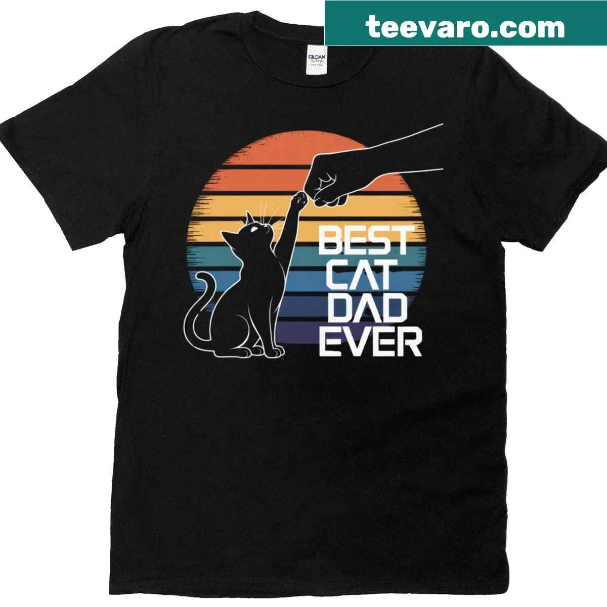 Vintage-style T-shirt with humorous 'Best Cat Dad Ever' cat graphic — on a men's t-shirt
