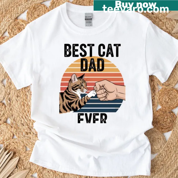 Vintage graphic of a fist bump with text for cat dads