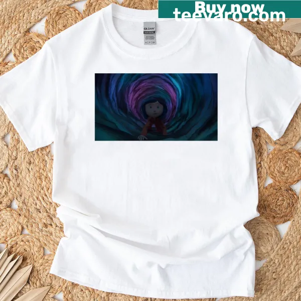 T-shirt featuring iconic imagery from the Coraline story
