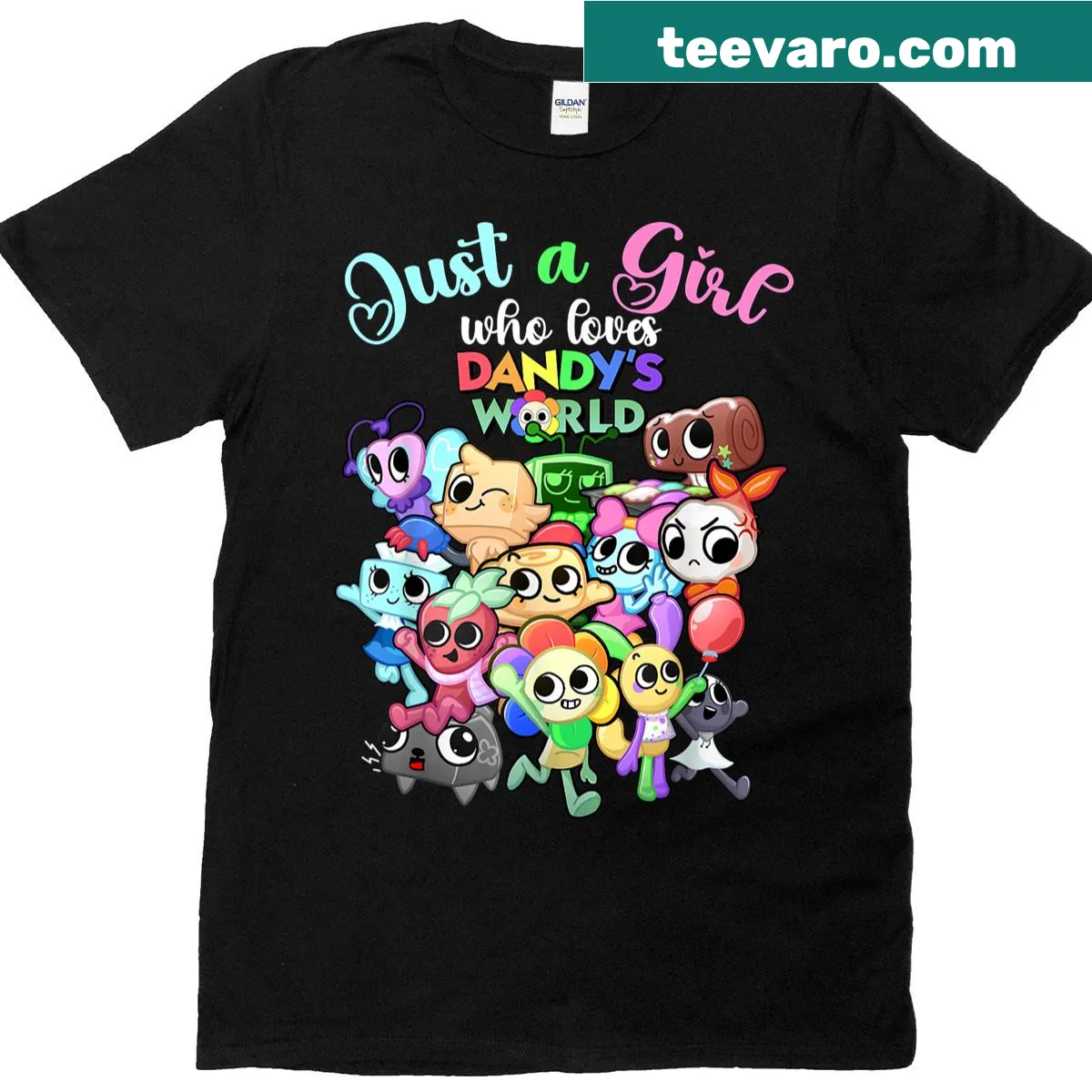 Fun Dandy's World design t-shirt for girls featuring playful graphics — on a men's t-shirt