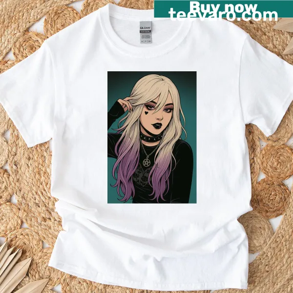 Illustration of a dark enchantress on a t-shirt