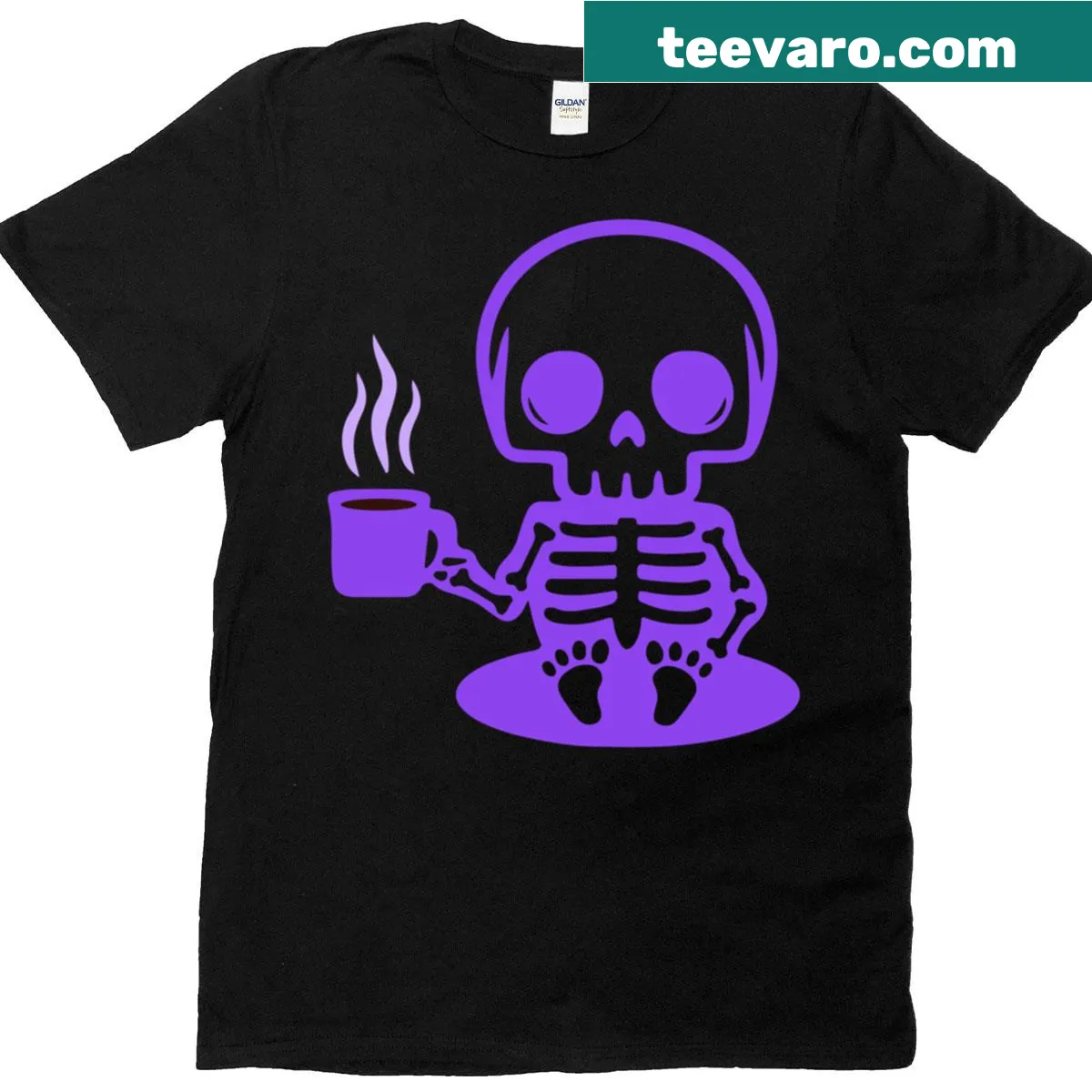 Oversized coffee-themed t-shirt with humorous graphic about coffee addiction — on a men's t-shirt