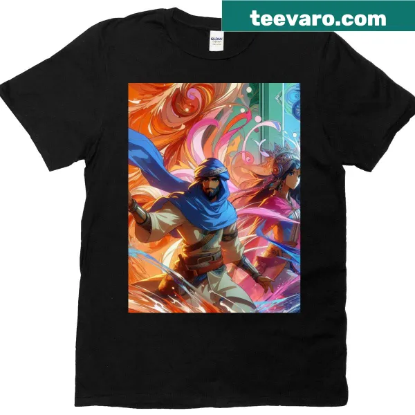 Graphic t-shirt depicting themes of destiny and adventure