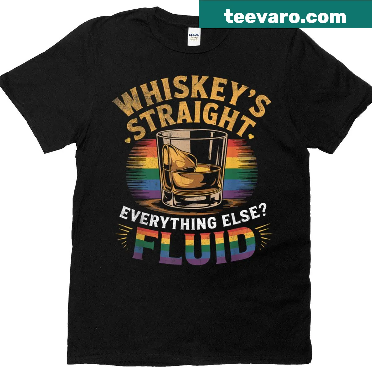 T-shirt with the phrase 'Everything Else Is Fluid' promoting LGBTQ+ rights. — on a men's t-shirt