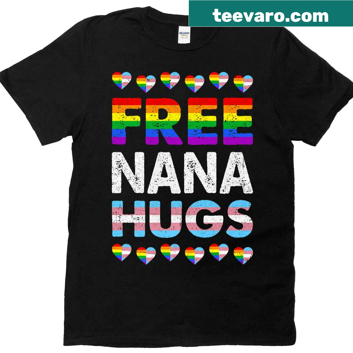 Bear graphic with rainbow theme promoting hugs and LGBTQ+ support — on a men's t-shirt
