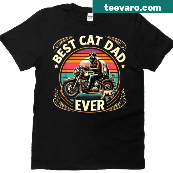 Vintage distressed T-shirt with 'Best Cat Dad Ever' text, perfect for cat-loving fathers