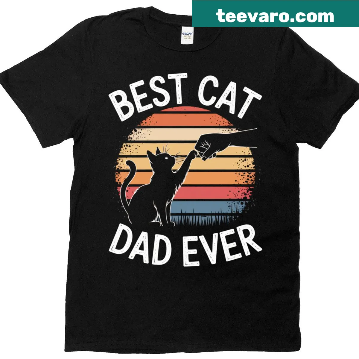 Vintage-style graphic for cat dads featuring a fist bump — on a men's t-shirt