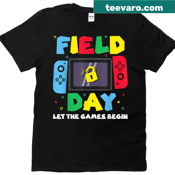 T-shirt with slogan 'Let The Games Begin' for Field Day 2025
