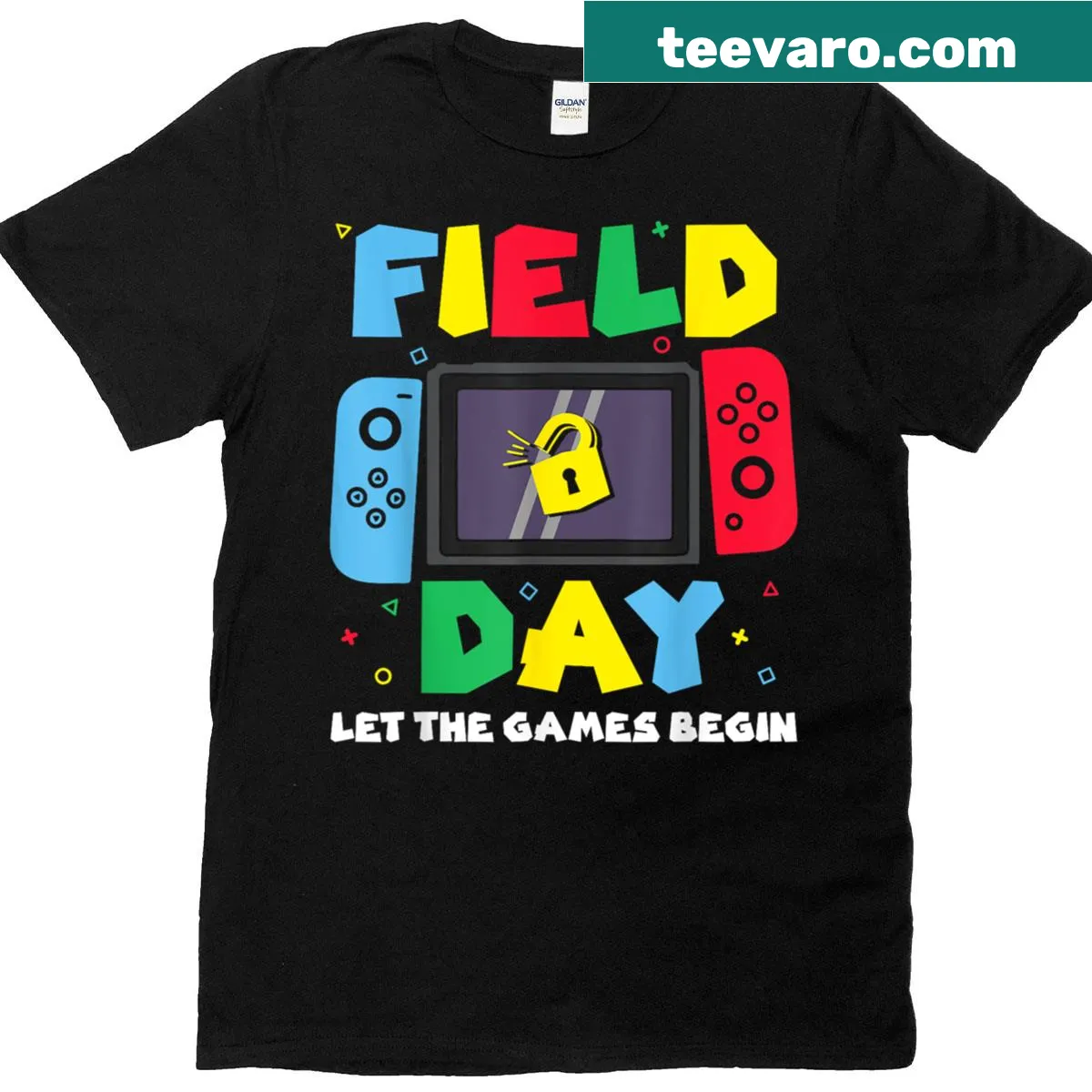 T-shirt with slogan 'Let The Games Begin' for Field Day 2025 — on a men's t-shirt