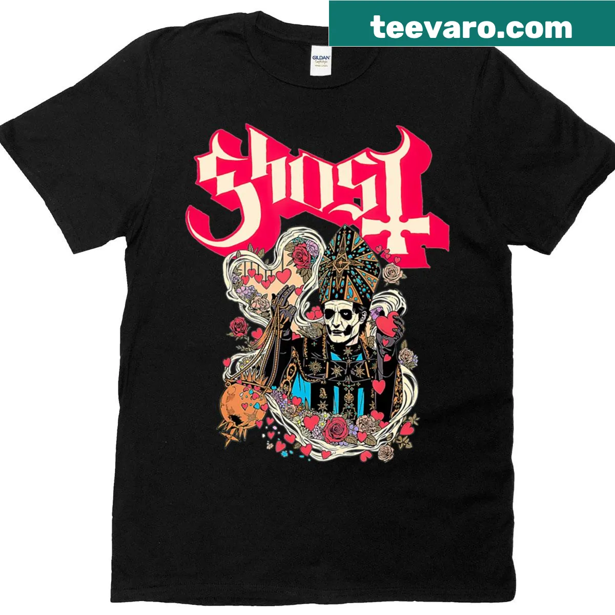 Vintage-style Halloween t-shirt with playful ghost graphic — on a men's t-shirt