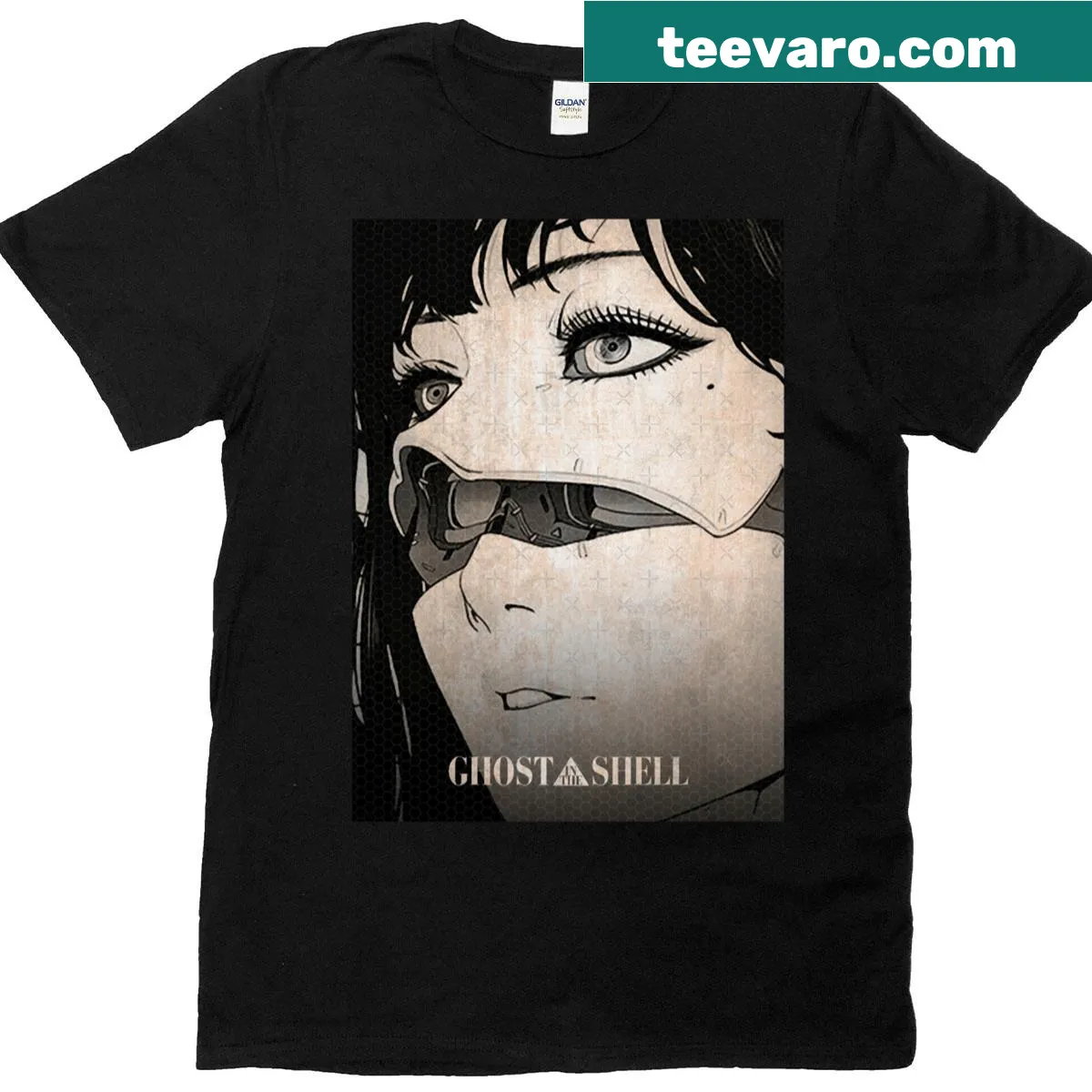 Vintage graphic t-shirt featuring Ghost In The Shell — on a men's t-shirt