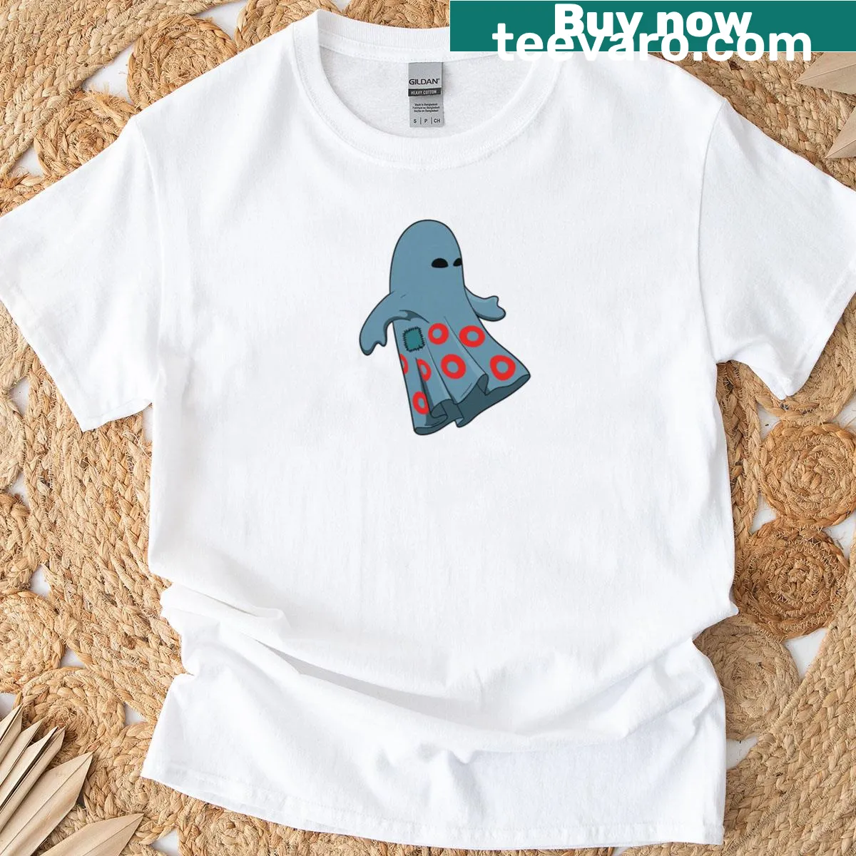 Friendly ghost illustration t-shirt — on a men's t-shirt
