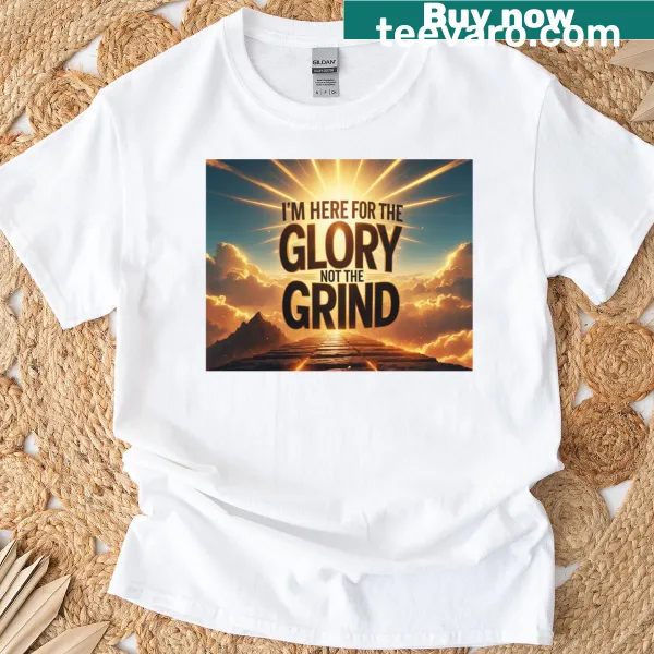 Empowering typographic Glory Over Grind graphic T-shirt