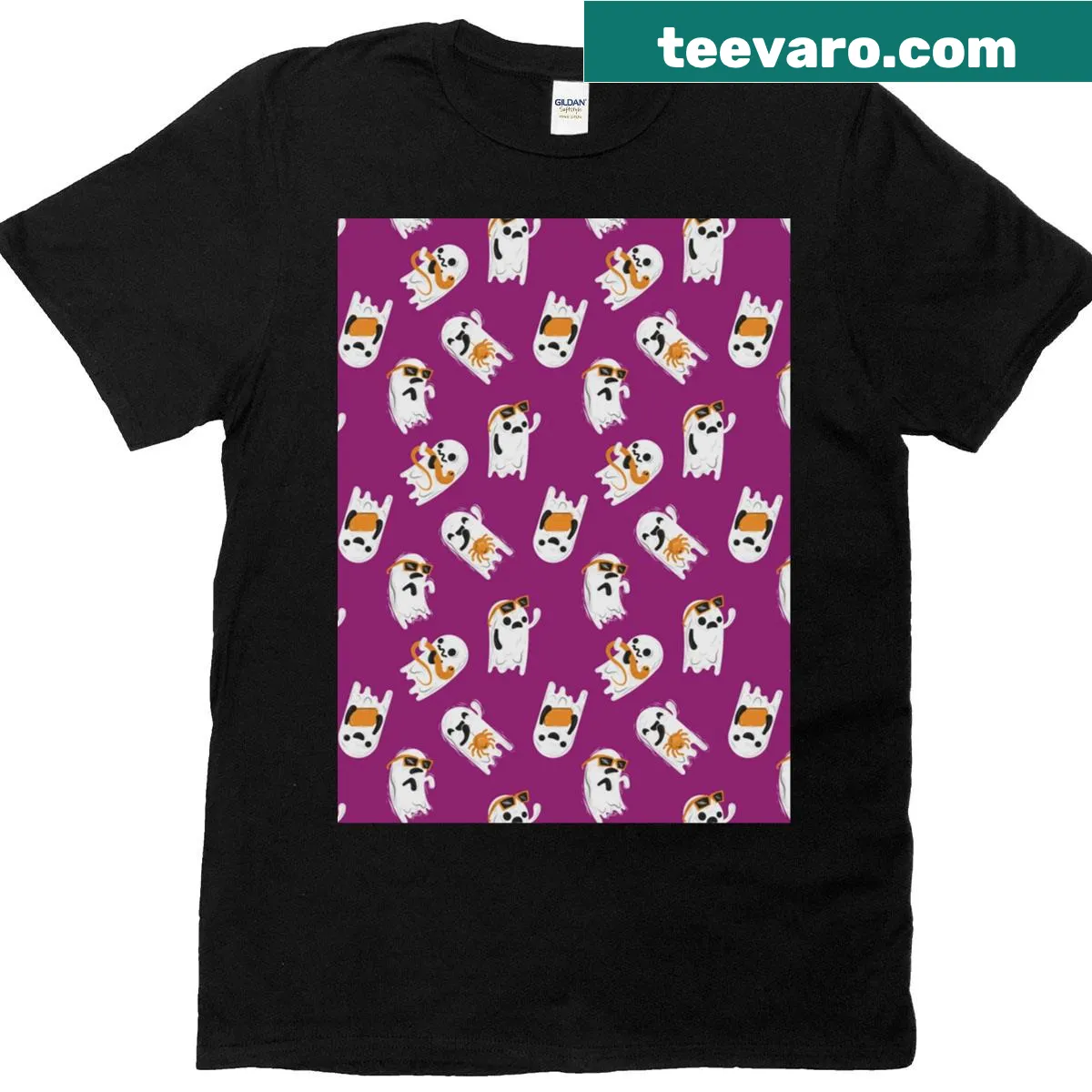 Groovy ghost graphic t-shirt for Halloween — on a men's t-shirt