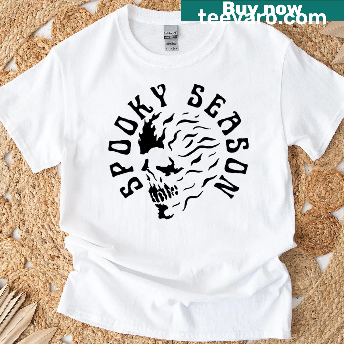 Ghostly skull illustration for Halloween season. — on a men's t-shirt