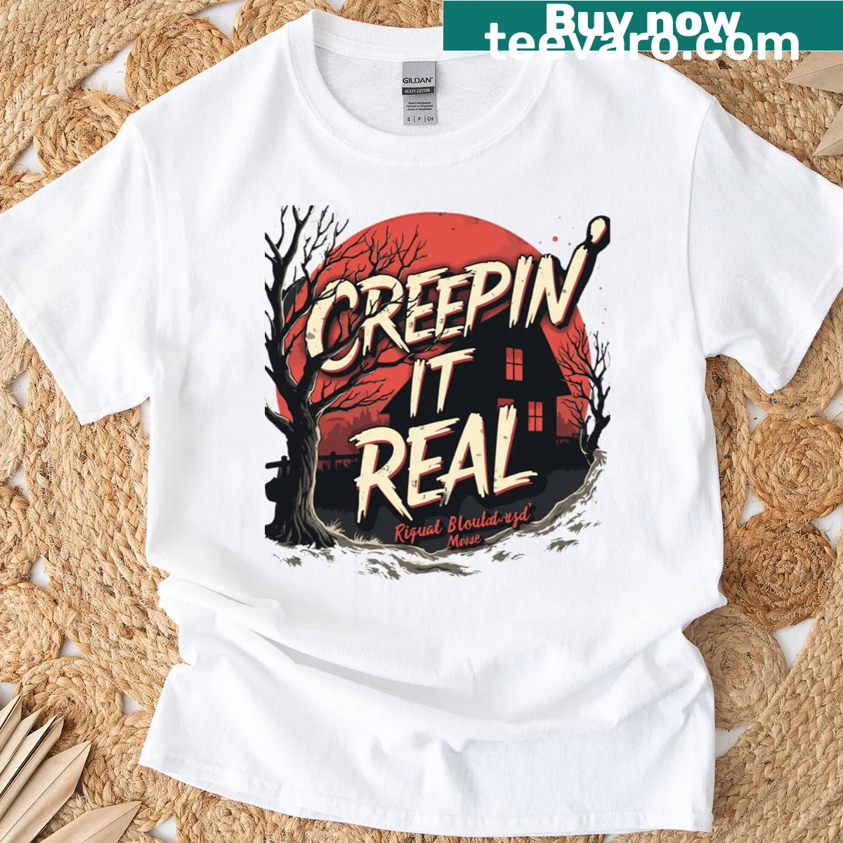 Typography design with 'Creepin It Real' for Halloween. — on a men's t-shirt