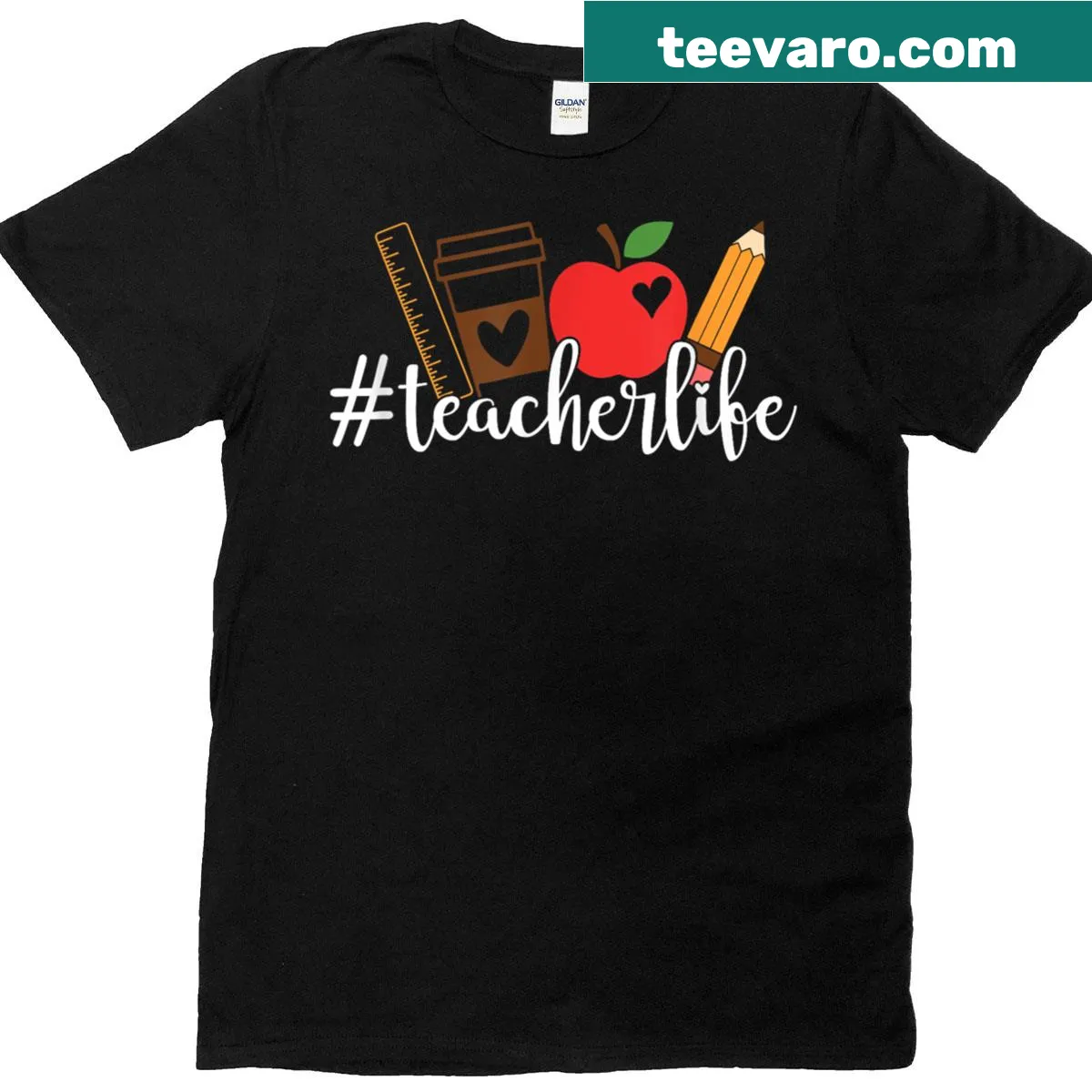 Teacher t-shirt with ruler graphic and humorous hashtag print — on a men's t-shirt