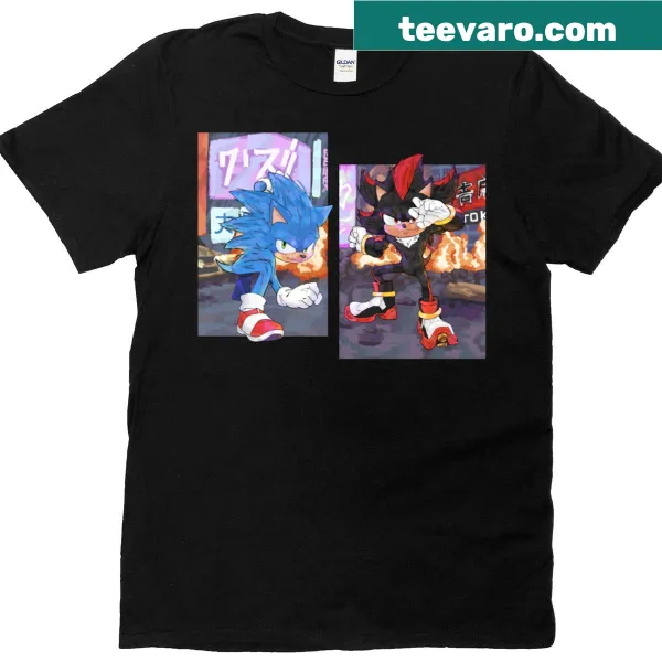 Oversized T-shirt with cute hedgehogs in playful poses