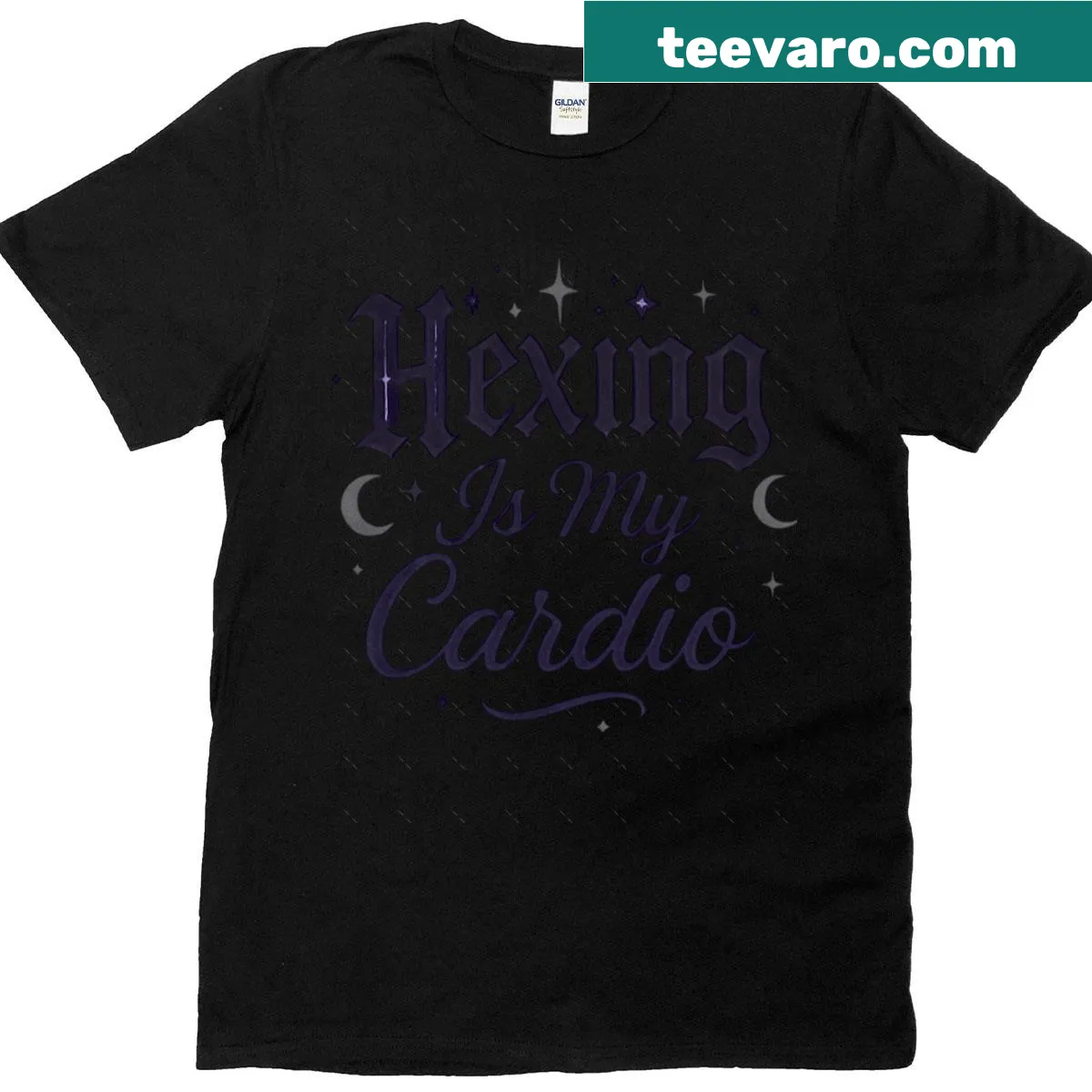 Oversized T-shirt featuring humorous witchy fitness design — on a men's t-shirt