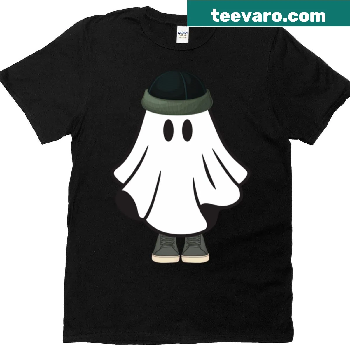 Hipster ghost graphic t-shirt — on a men's t-shirt