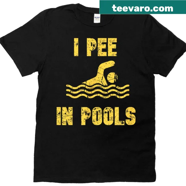 Playful t-shirt with humorous text about pool behavior