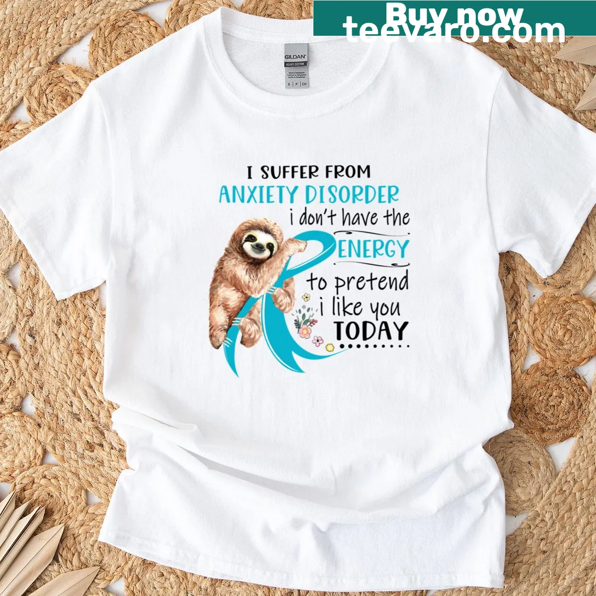 T-shirt expressing humor about anxiety and social energy — on a men's t-shirt