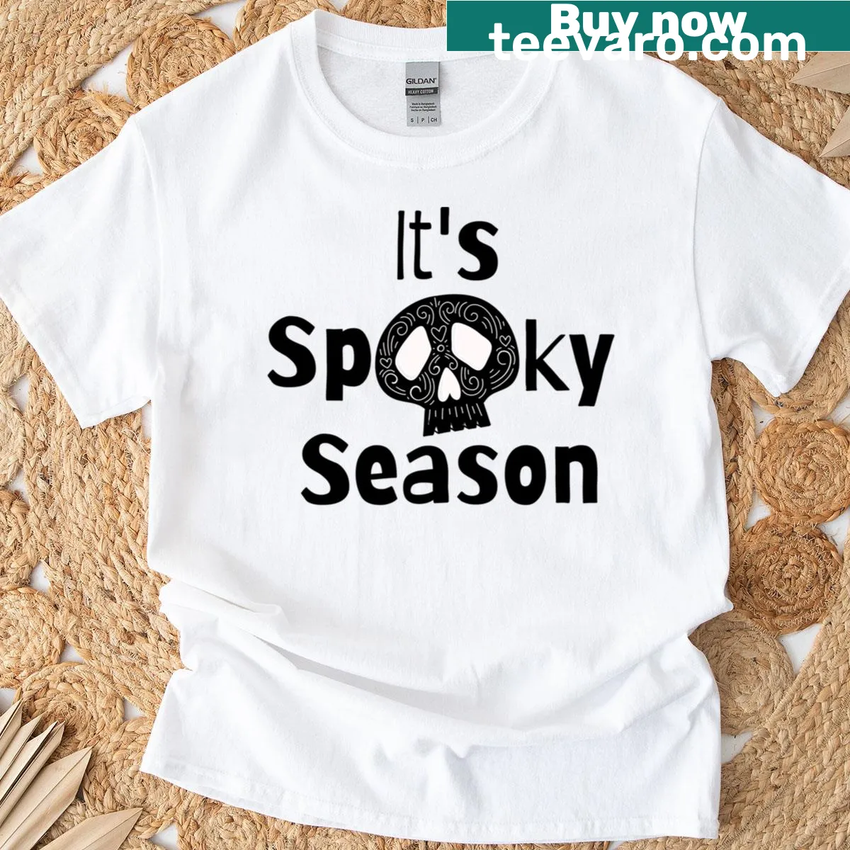 Playful T-shirt announcing 'It's Spooky Season' — on a men's t-shirt
