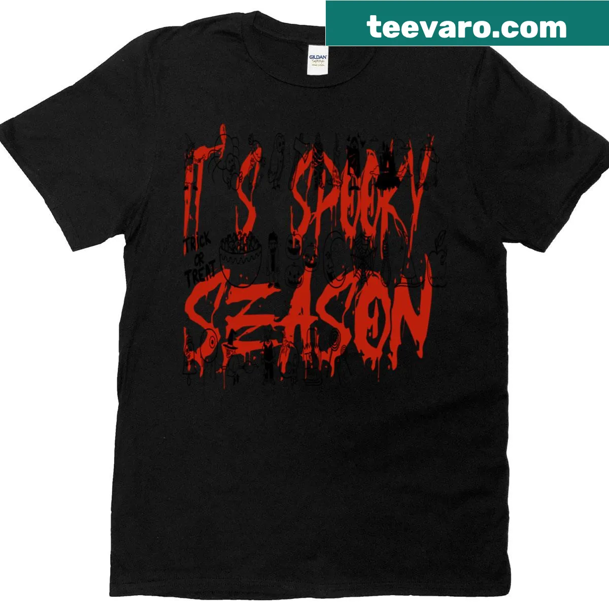 Halloween T-shirt with bold spooky-themed text — on a men's t-shirt