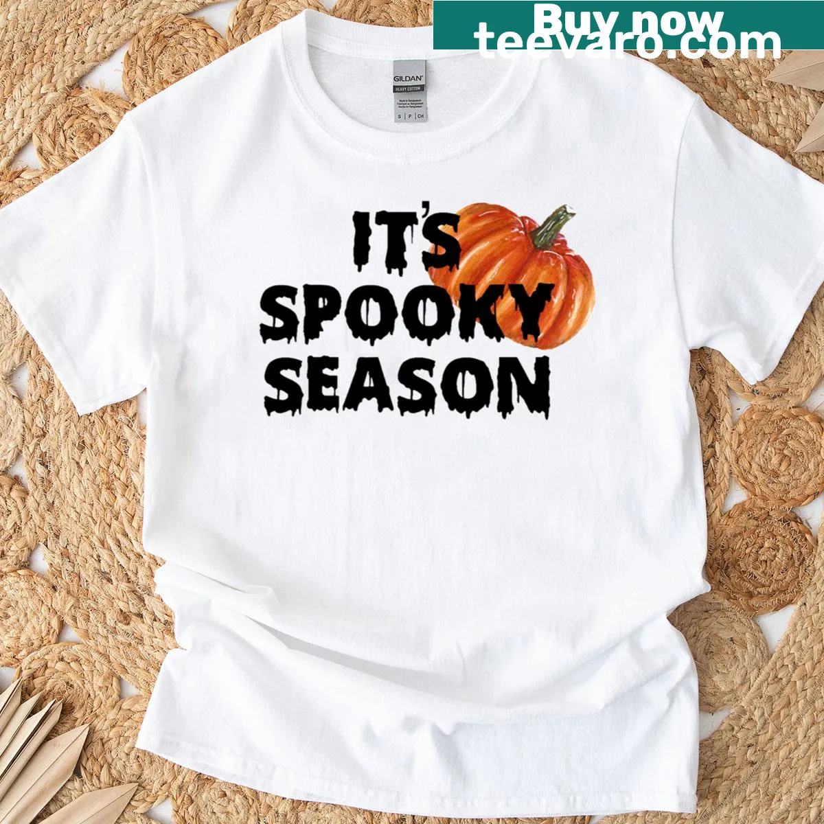 Spooky season t-shirt with playful Halloween graphics — on a men's t-shirt