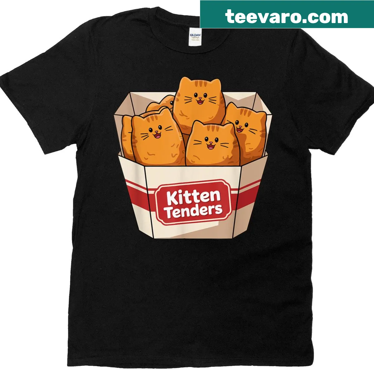 Funny cat lover T-shirt with the pun 'Kitten Tenders' in playful typography. — on a men's t-shirt