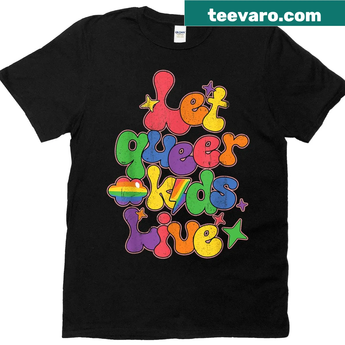 Inspirational LGBT rights T-shirt featuring the message for queer kids — on a men's t-shirt