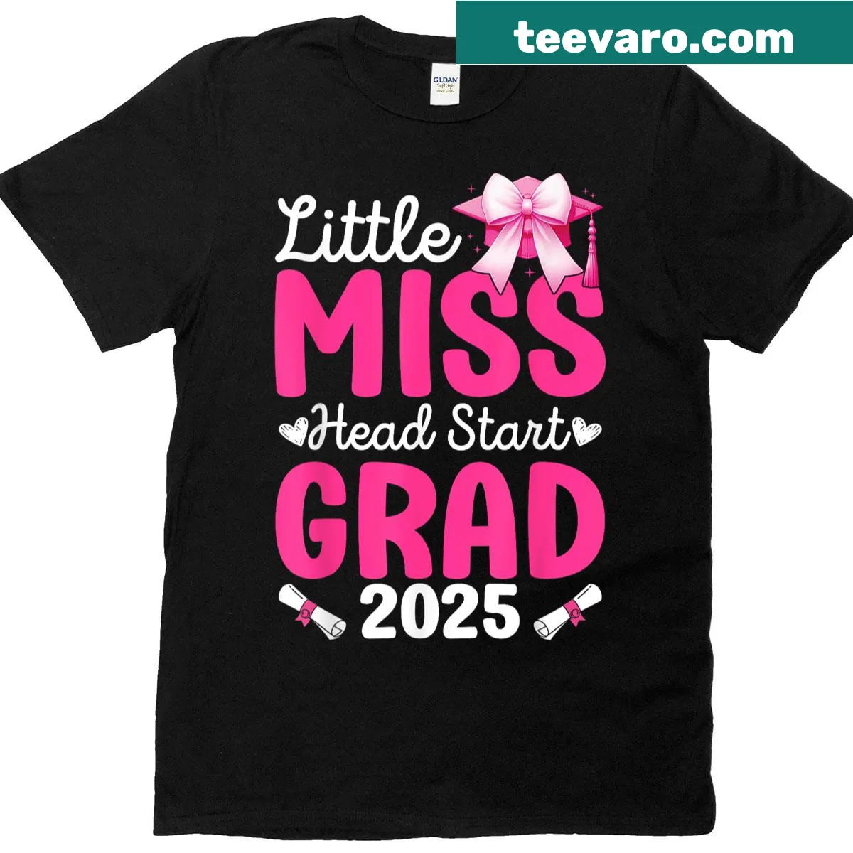 T-shirt celebrating Head Start graduation with 'Little Miss Head Start Grad' text — on a men's t-shirt