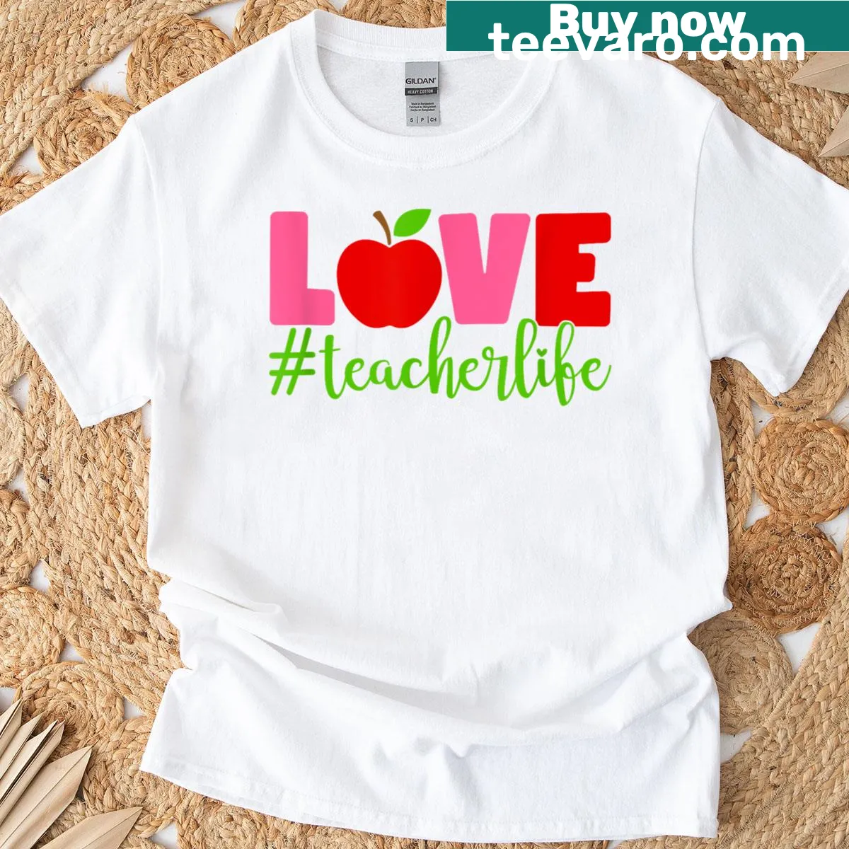T-shirt with 'Love Teacher Life' message celebrating educators — on a men's t-shirt