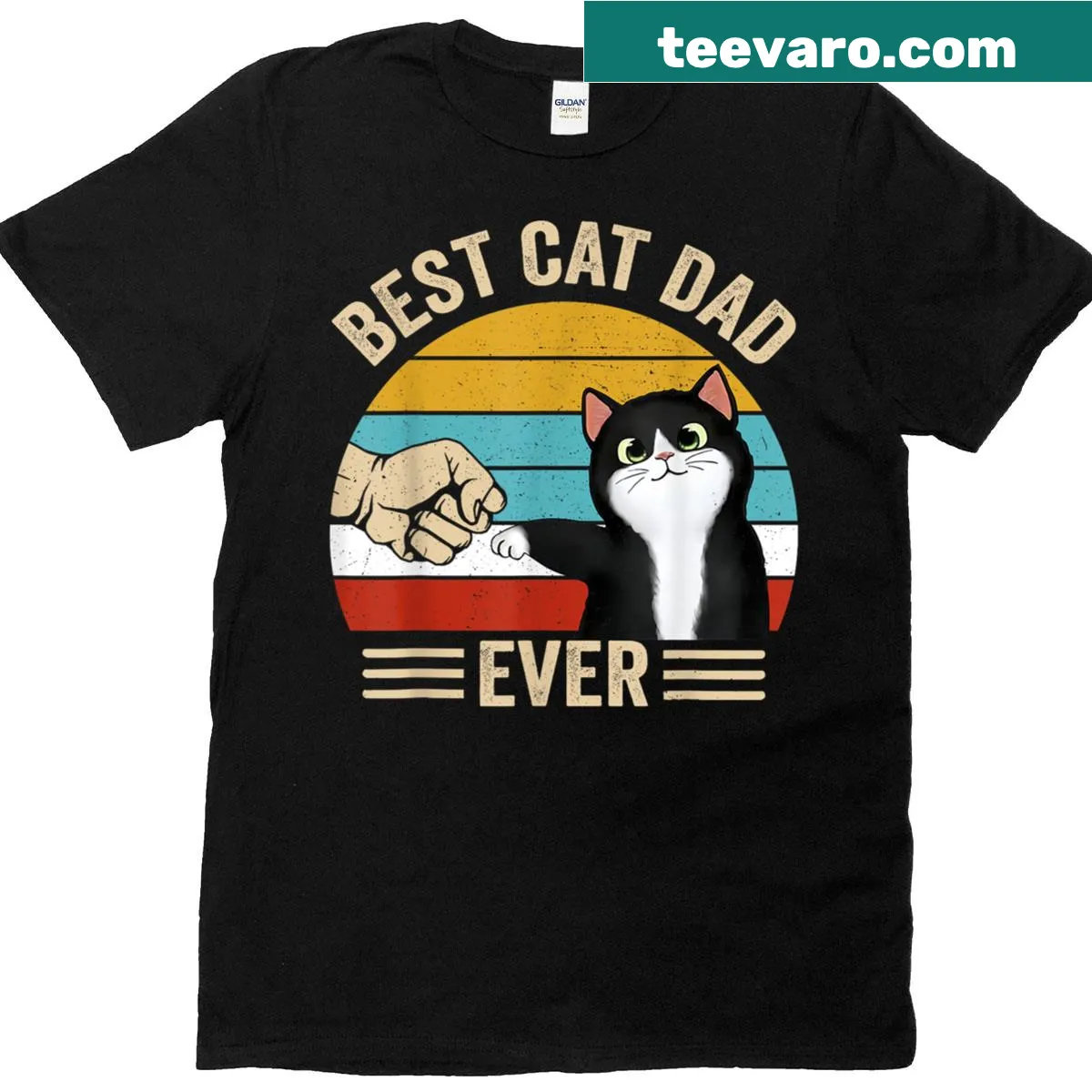 Best Cat Dad Ever T-shirt with playful typography — on a men's t-shirt