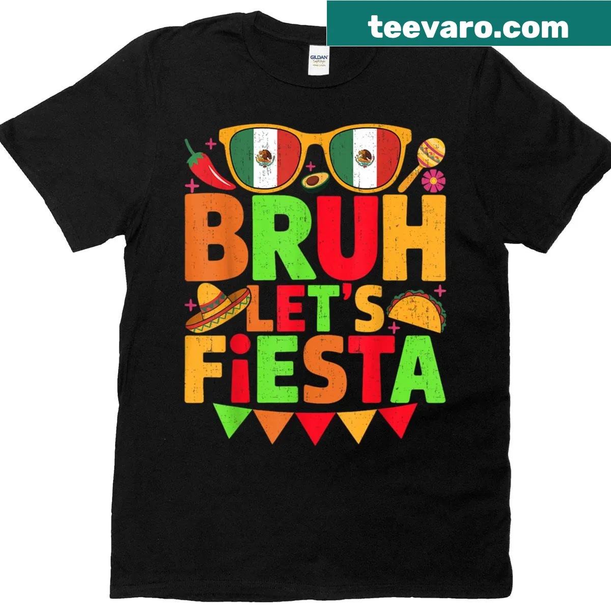 Playful 'Bruh Lets Fiesta' text for Cinco De Mayo — on a men's t-shirt