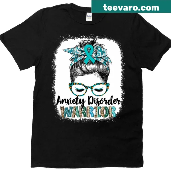 Messy bun leopard graphic T-shirt celebrating anxiety warriors