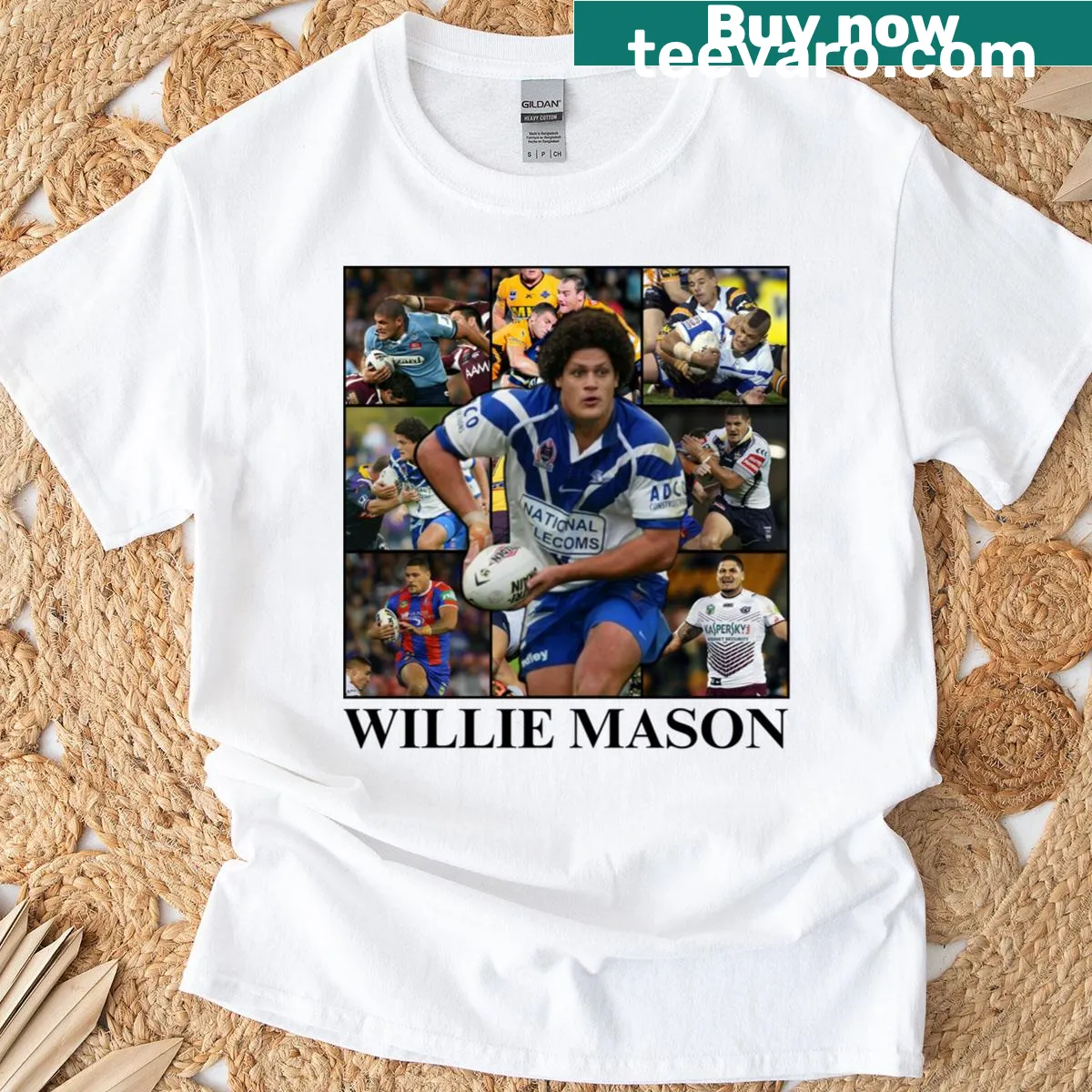 NRL t-shirt featuring the name Willie Mason in bold text — on a men's t-shirt