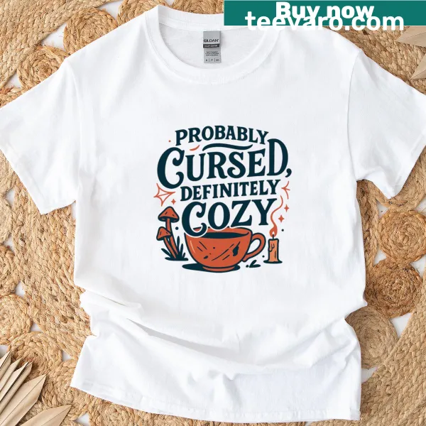Funny witchy gamer t-shirt with cozy humorous themes