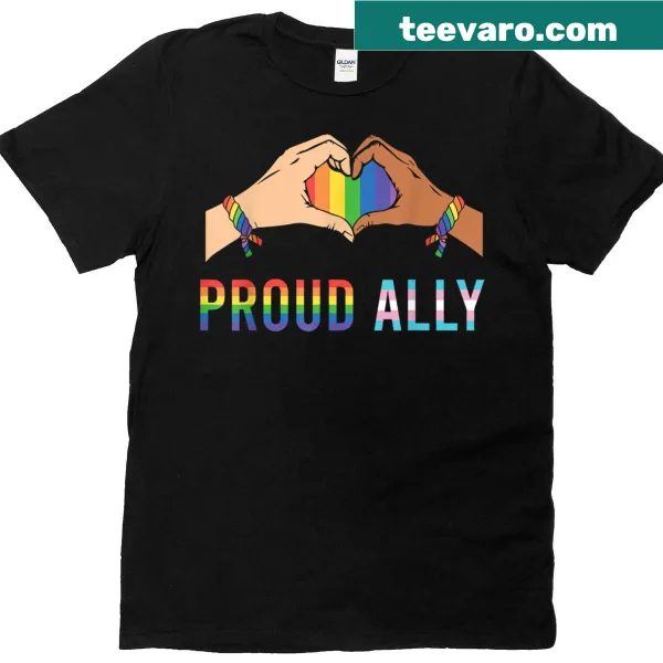 Proud ally LGBTQ t-shirt featuring bold typography for pride.