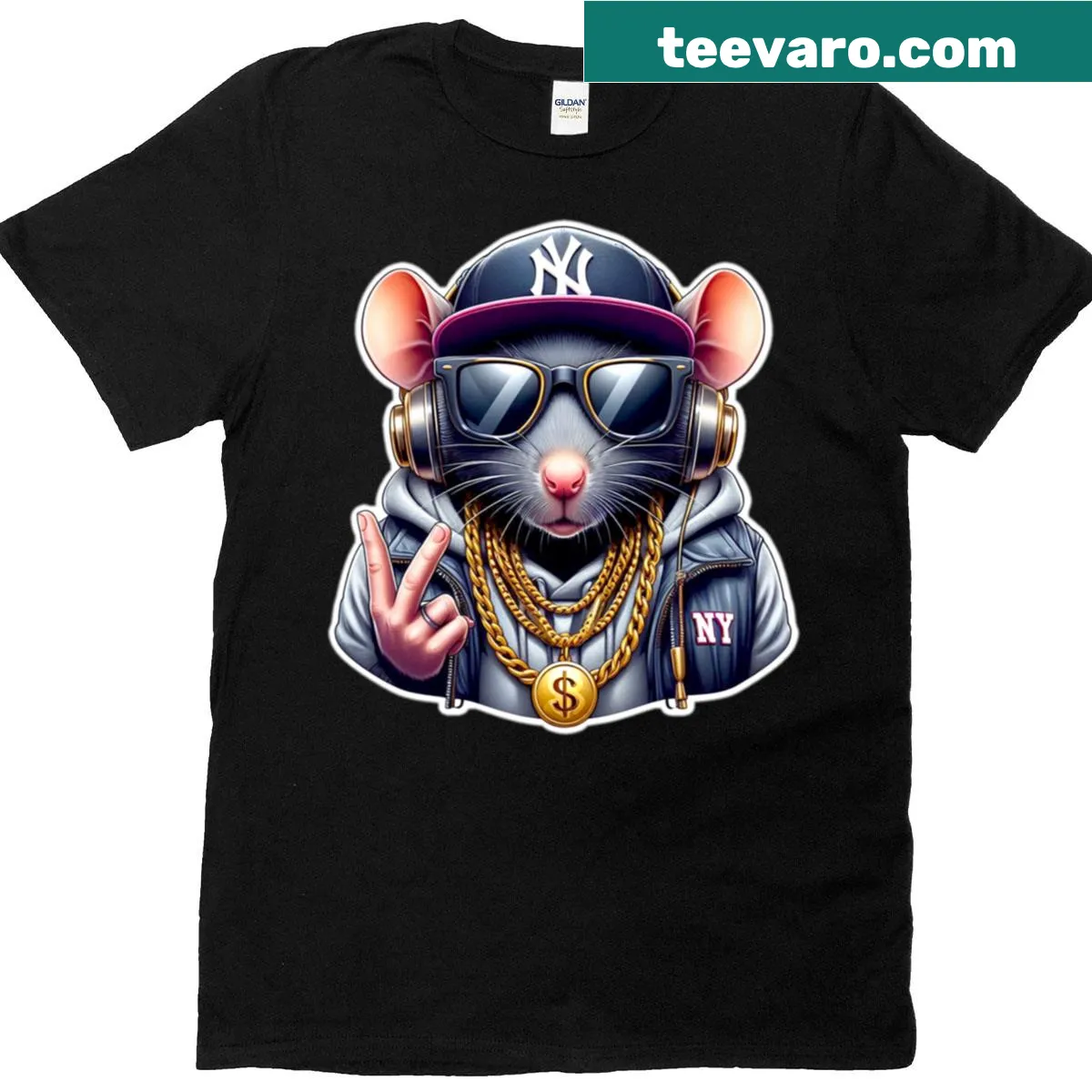 Oversized T-shirt with 'Rat-nyc' urban style graphic — on a men's t-shirt