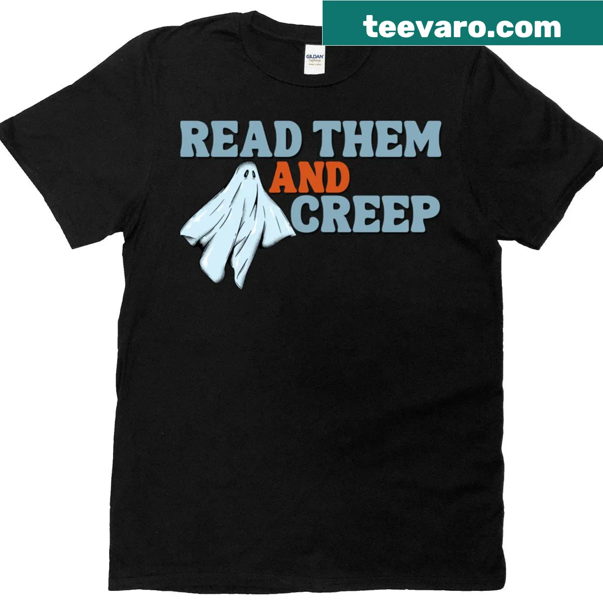 Funny typography T-shirt with the phrase 'Read Them And Creep' — on a men's t-shirt