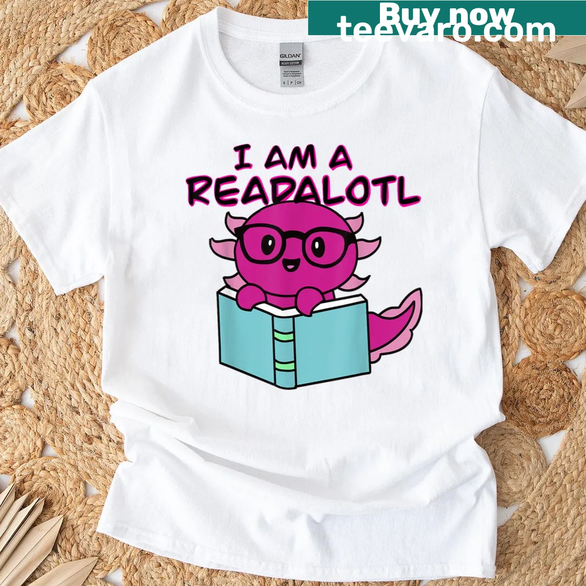 Cute axolotl illustration on a playful t-shirt — on a men's t-shirt