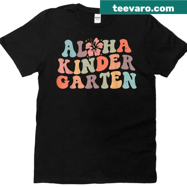 Retro-style t-shirt for kindergarten teachers with 'Aloha' print.