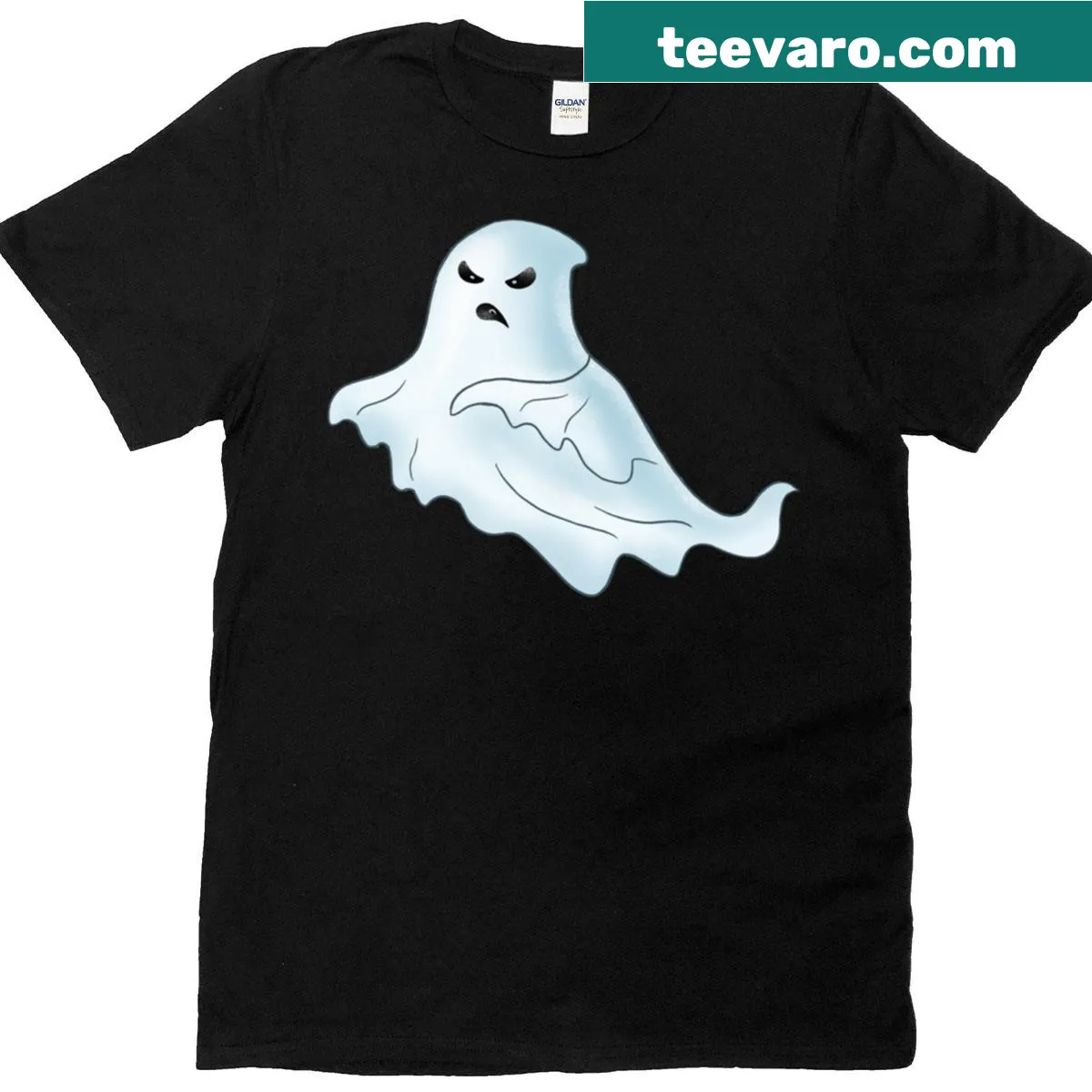 Vintage-style T-shirt with retro ghost illustrations for Halloween. — on a men's t-shirt