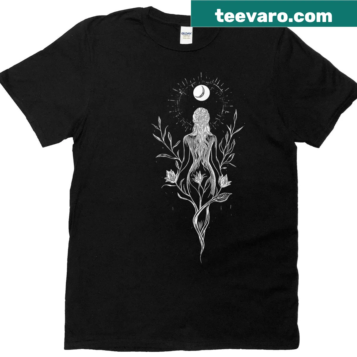 Funny yoga-themed vintage t-shirt with floral design — on a men's t-shirt