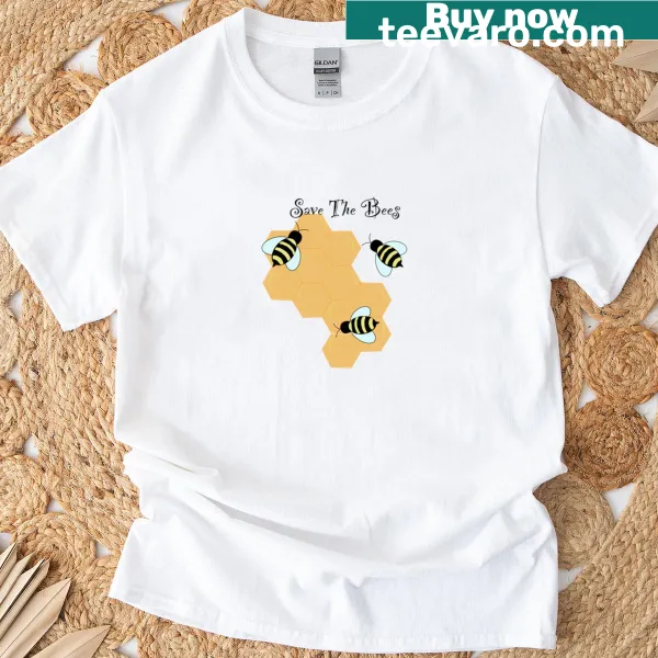 Illustration t-shirt featuring a bee with the text 'Save The Bees'