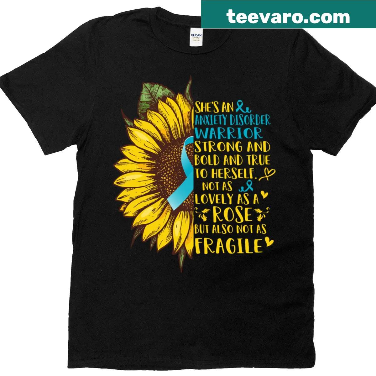 Empowering t-shirt with bold text about anxiety disorder warriors — on a men's t-shirt