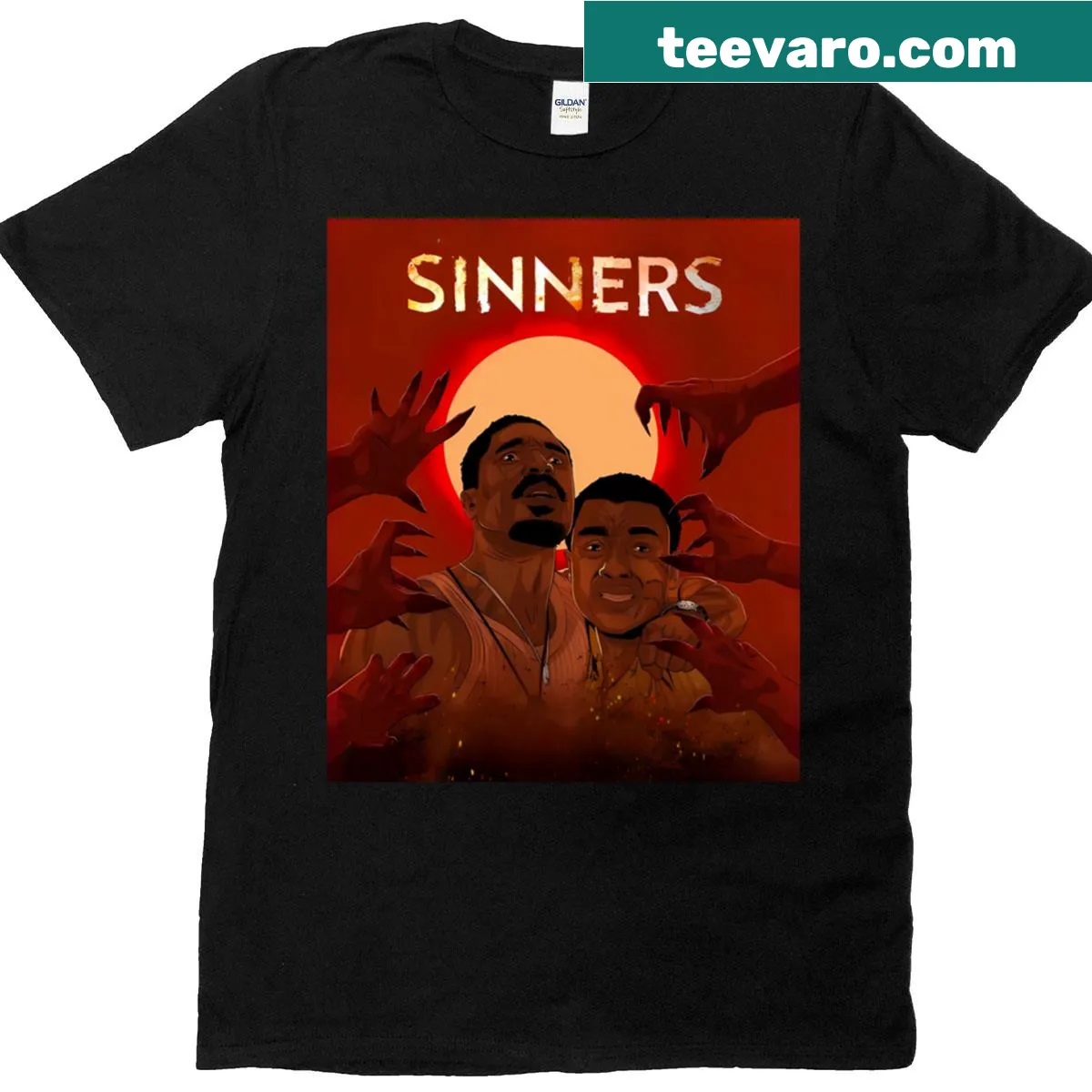 Playful Sinners T-shirt with bold text — on a men's t-shirt