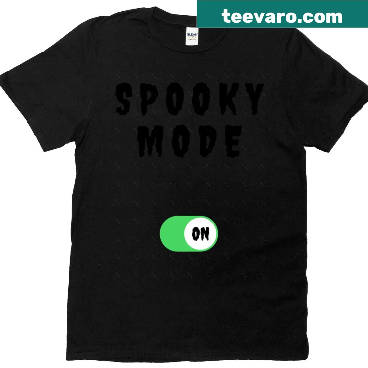 Oversized t-shirt with a playful design inviting to 'Spooky Mode' — on a men's t-shirt