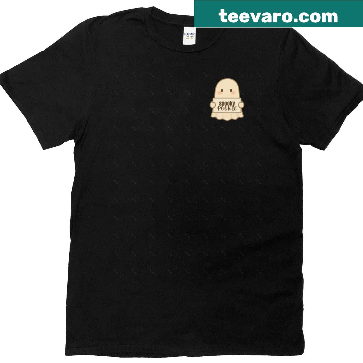 Oversized t-shirt with a cute 'Spooky Pookie' graphic designed for Halloween. — on a men's t-shirt